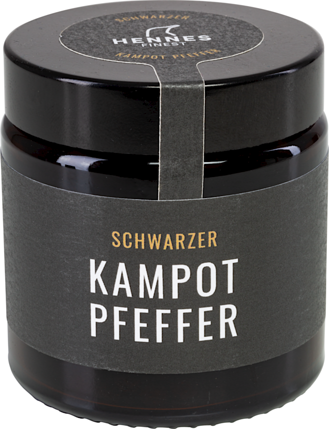 Schwarzer Kampot-Pfeffer im Glas - Hennes' Finest - Feinkost - Gewürze