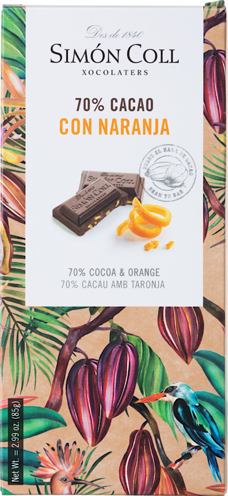 Chocolate 70 % Cacao con Naranja - Chocolates Simón Coll - Feinkost - Schokolade