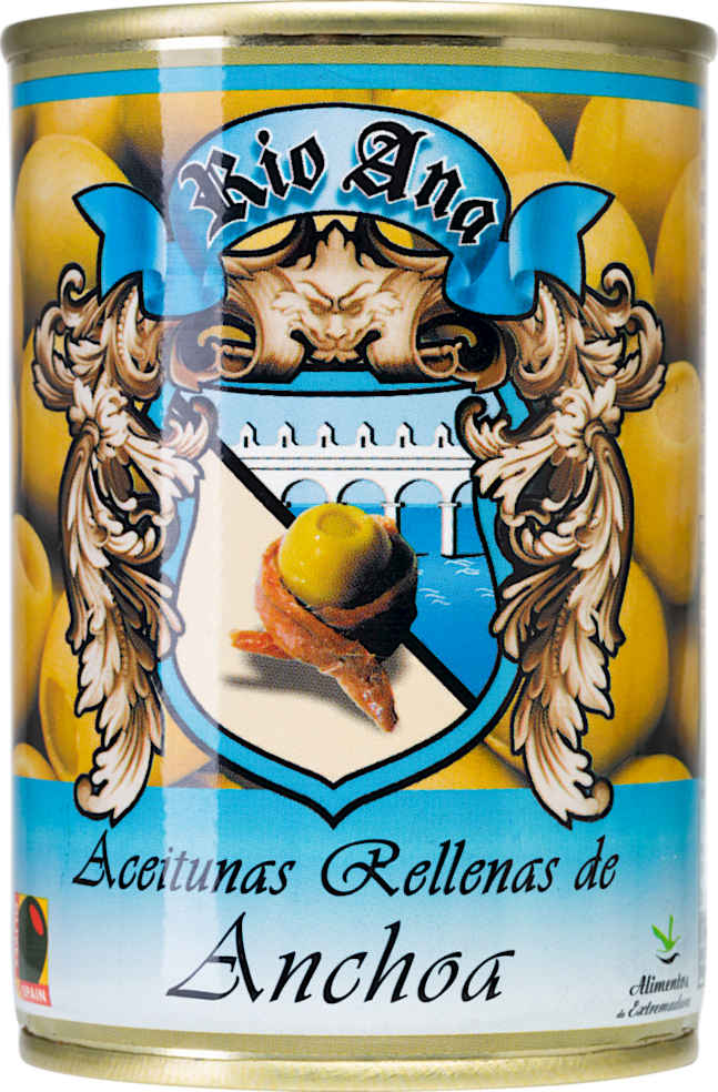 Aceitunas Rellenas de Anchoa - Aceitunera del Guadiana S.L. (Marke: Rio Ana) - Feinkost - Oliven & Tapas
