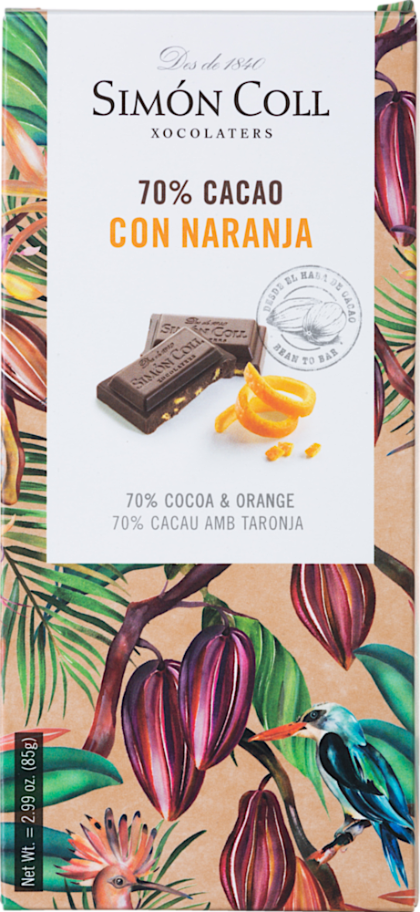 Chocolate 70 % Cacao con Naranja - Chocolates Simón Coll - Feinkost - Süß