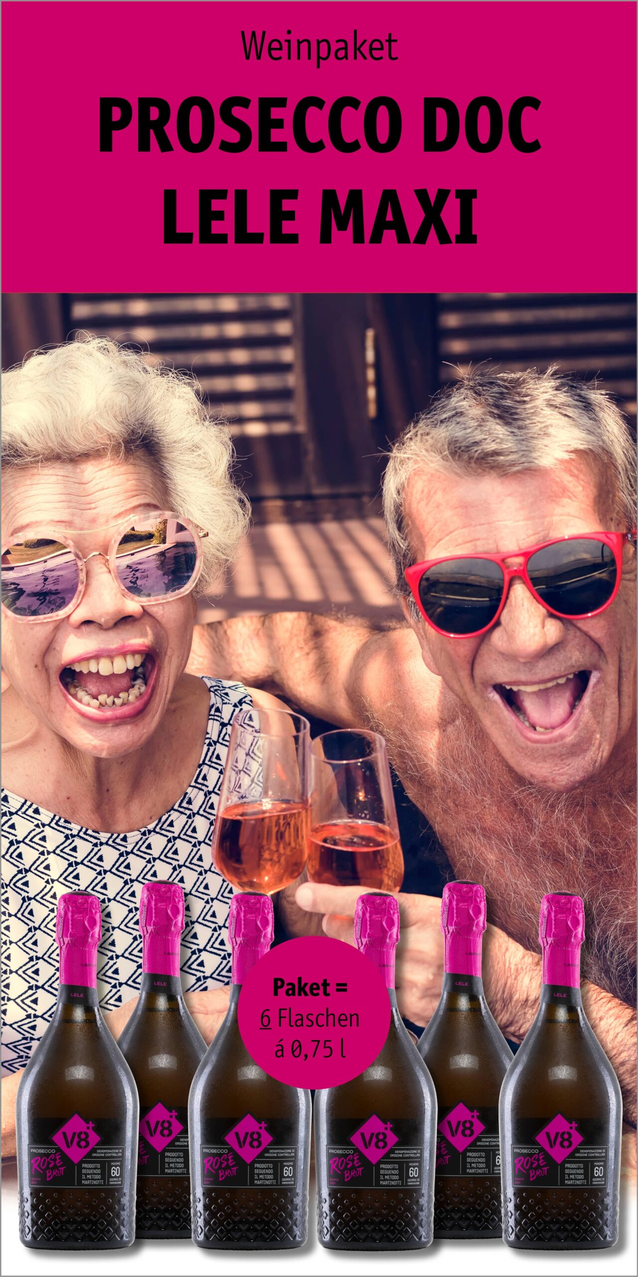 v8+ Lele Prosecco Rosé Millesimato Brut (6 x 0.75 l)